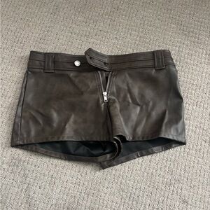 No Boundaries Low Waist Waist Dark Brown Leather Shorts